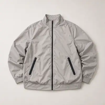 Light Gray Full-Zip Windbreaker Jacket