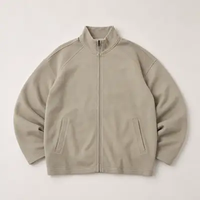 Beige Full-Zip Fleece Jacket