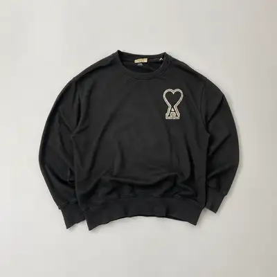 AMI Paris Ami de Coeur Black Crewneck Sweatshirt