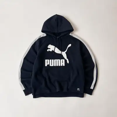Puma Navy Logo Pullover Hoodie