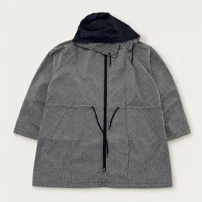 Checkered Hooded Zip-Up Rain Jacket