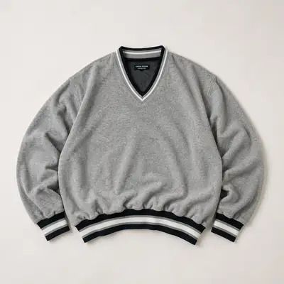 Virgin Voyage Gray V-Neck Pullover Sweatshirt