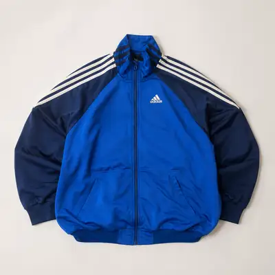 Adidas Blue Three-Stripe Track Jacket