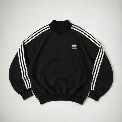 Adidas Originals Three-Stripe Mock Neck Sweatshirt